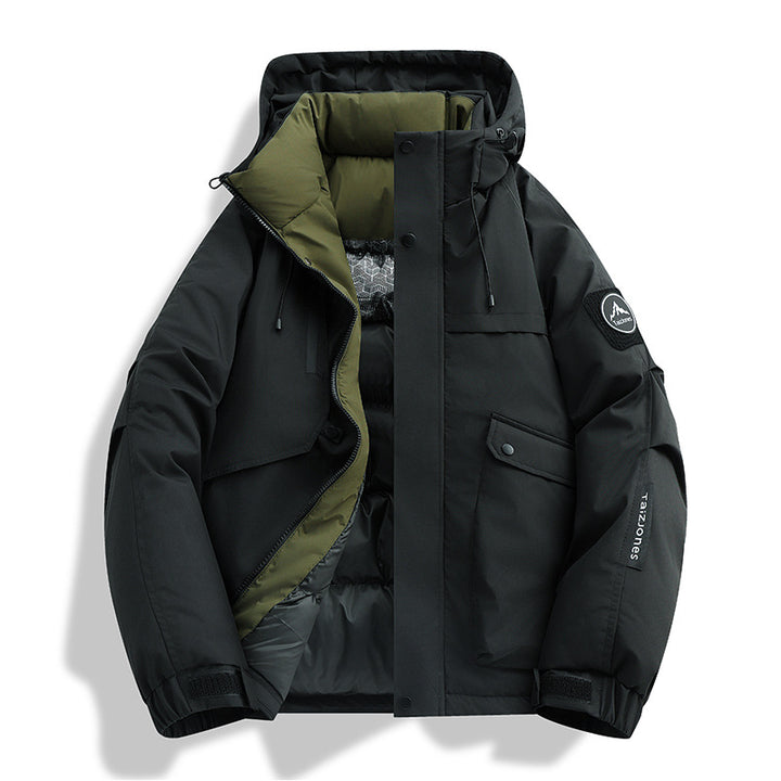 Men's padded hooded winter jacket with windproof outer shell, quilted thermal lining, and multifunctional pockets Mune Fashion