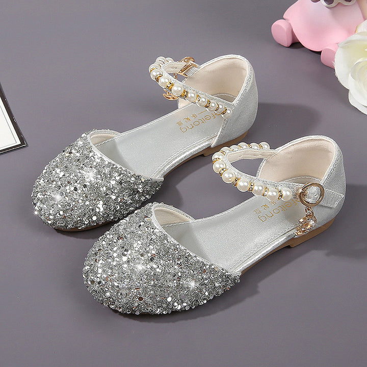 Girls Elegant Ballet Flats with Glitter and Pearls Mune Fashion