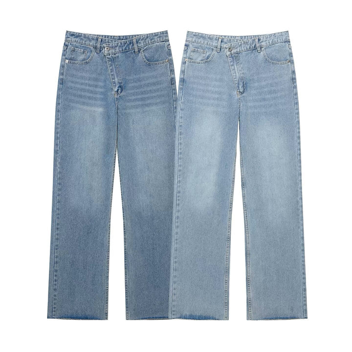 Women High-Rise Loose Jeans with Straight Leg and Five-Pocket Cut Mune Fashion