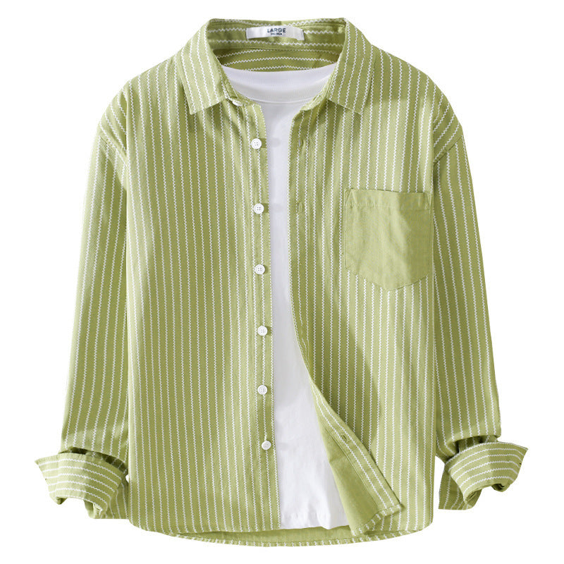 Men's Casual Shirt Jacket in Relaxed Fit with Fine Vertical Stripes and Chest Pocket Mune Fashion