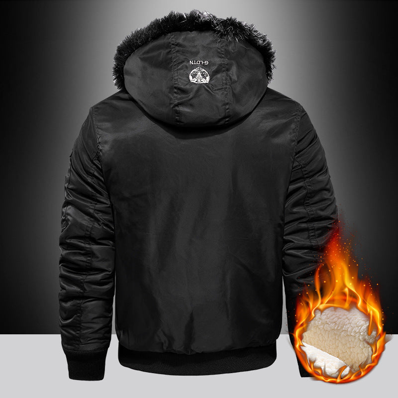 Men's Padded Pilot Bomber with Teddy Fleece Lining, Faux Fur Hood and Utility Pockets Mune Fashion