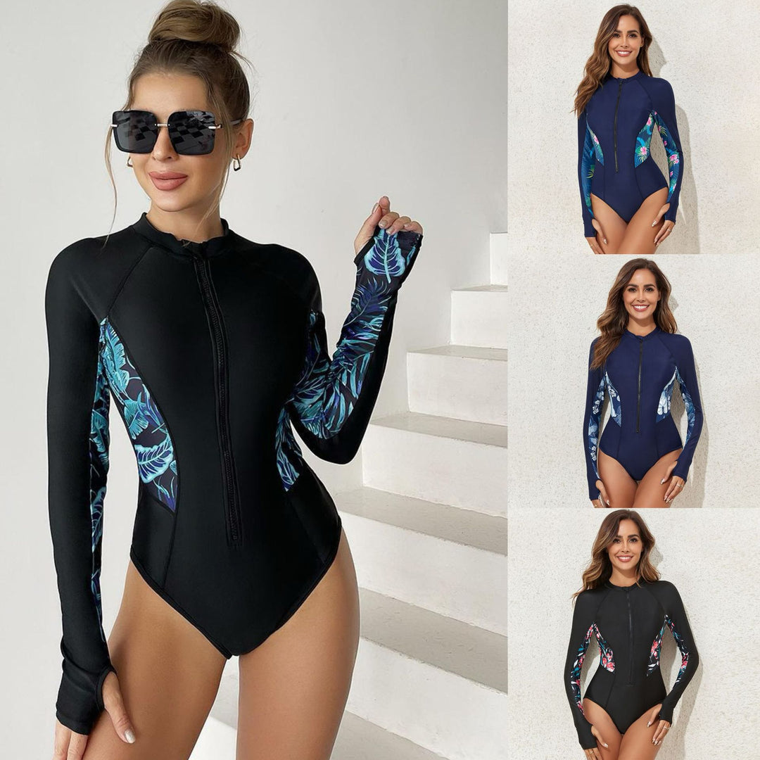 Women’s Long Sleeve Swimsuit with Floral Design Mune Fashion 1781081990
