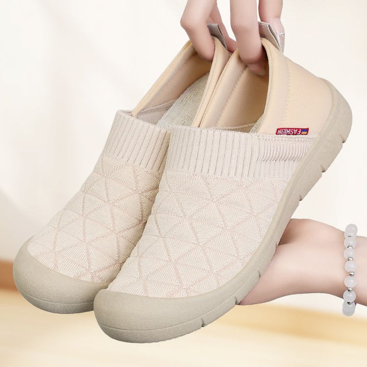Ladies nan breathable knitted slip-on comfort half shoe with elastic shaft and shock-absorbing EVA sole Mune Fashion