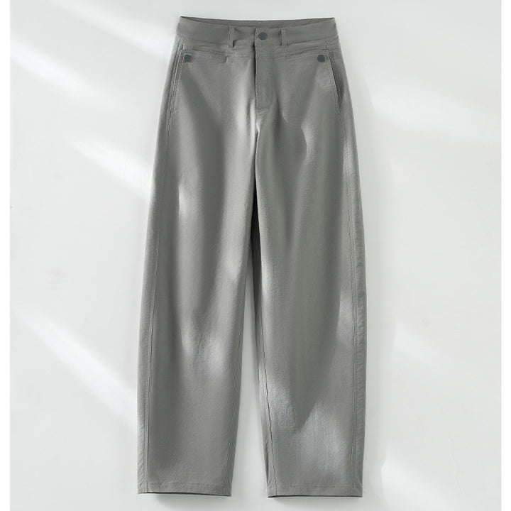 Women's high-waisted wide fabric trousers with straight leg, comfort waistband and side pockets Mune Fashion