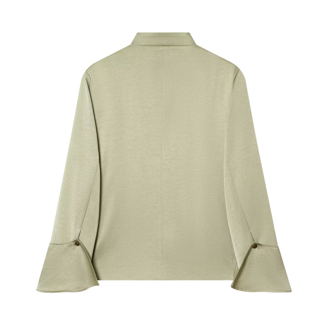 Women's Asymmetric Cape Coat with Stand-up Collar and Decorative Button Placket Mune Fashion