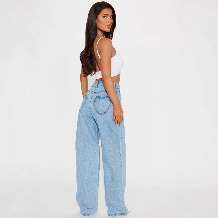 Women's high-waisted wide-leg jeans with a flattering waistband, classic five-pocket design, and flowing leg Mune Fashion
