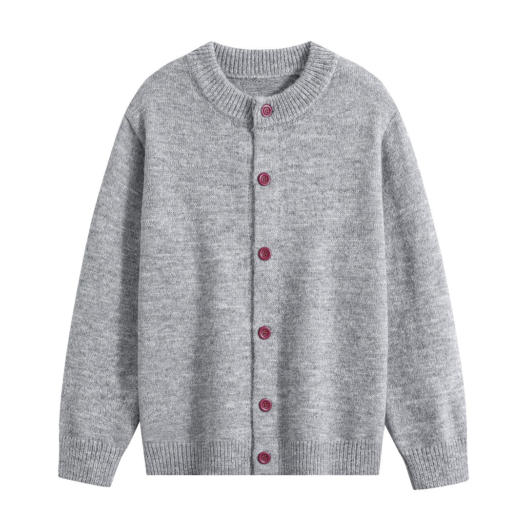 Women's Oversized Cardigan with Round Neck, Ribbed Hem & Contrast Buttons Mune Fashion