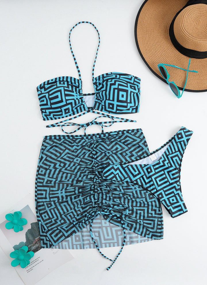 Ladies Bikini Set with Bandeau Top and Adjustable Wrap Skirt Mune Fashion