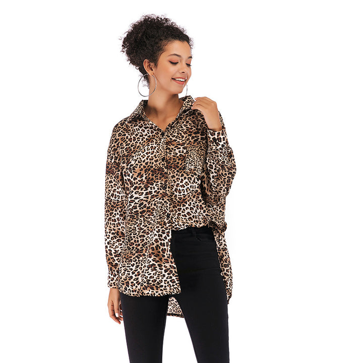 Women Printed Shirt Blouse with Graphic Patchwork Print & Button Placket Mune Fashion