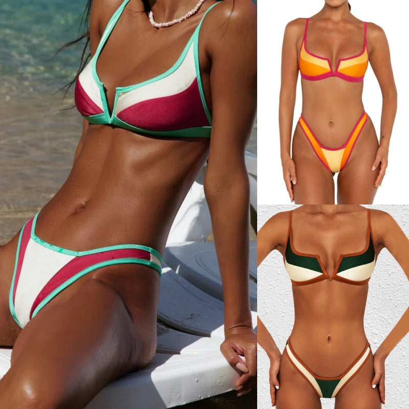 Women's Triangle Bikini with Modern Graphic Elements Mune Fashion