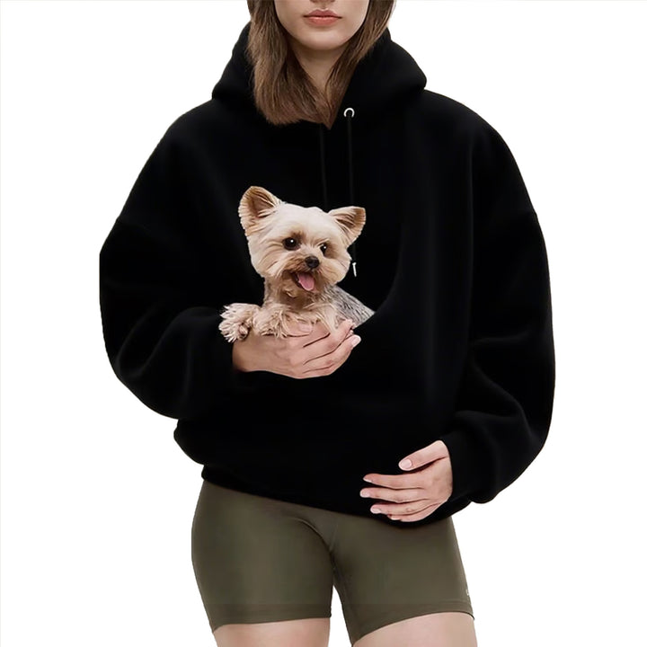 Women’s Oversize Sherpa Hoodie with Integrated Pet Pocket Design Mune Fashion