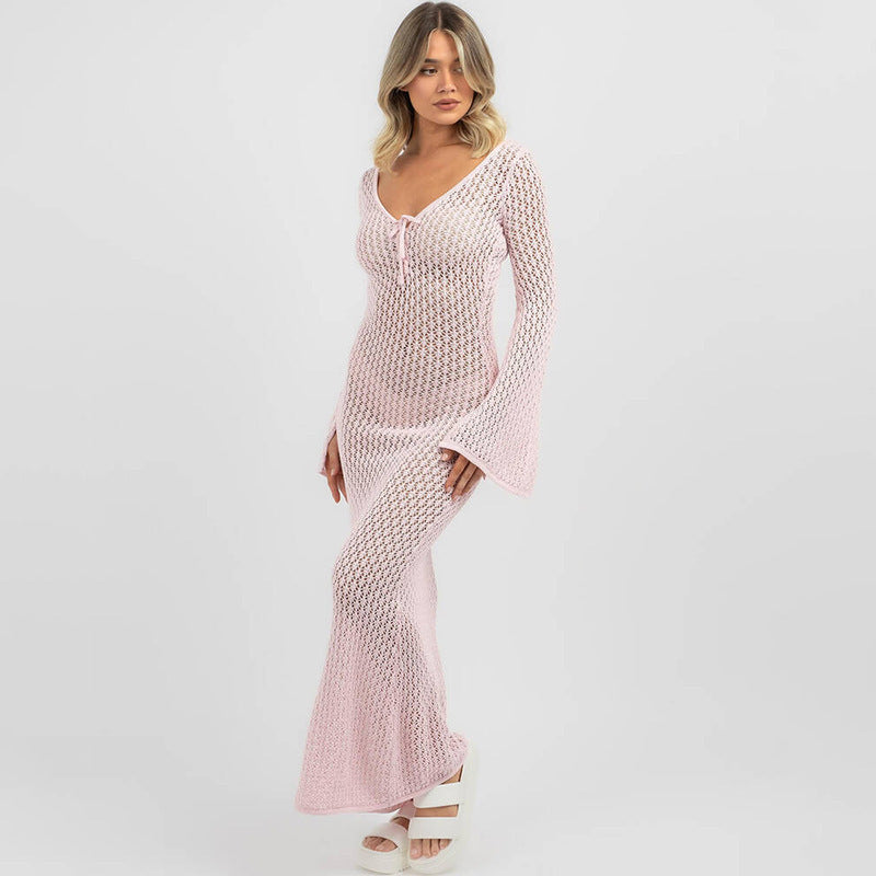 Ladies airy crochet maxi coat Mune Fashion