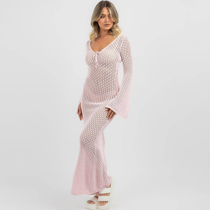 Ladies airy crochet maxi coat Mune Fashion