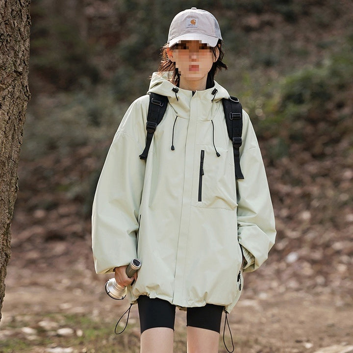 Women's technical oversized outdoor jacket with hood, water-repellent shell & drawstring Mune Fashion