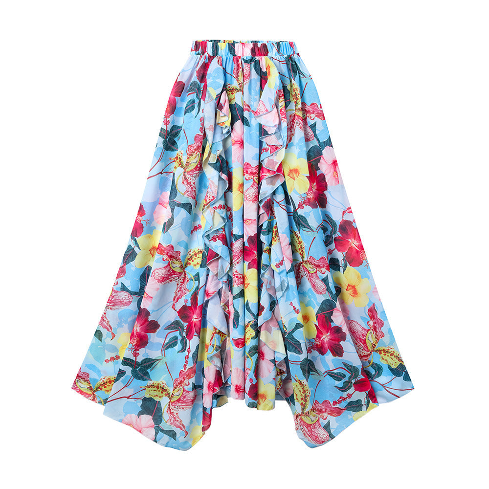 Women Bikini with Ruffles and Matching Maxi Skirt Mune Fashion