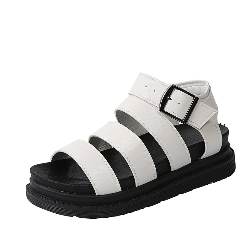 Women's comfortable gladiator sandals with extra cushioned comfort footbed, four wide straps, and adjustable metal buckle Mune Fashion