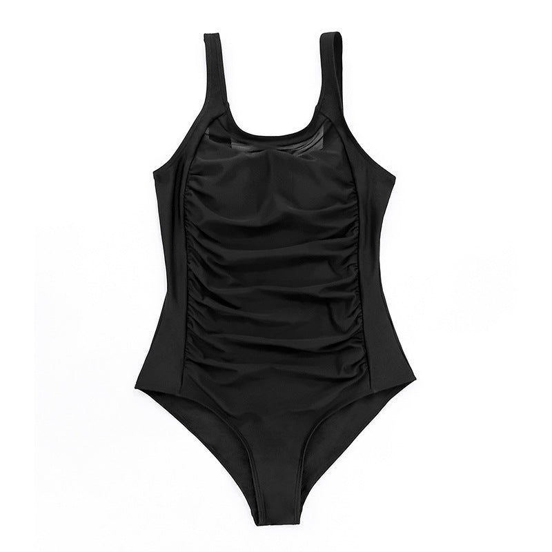 Ladies Bathing Dress with Elegant Mesh Insert Mune Fashion