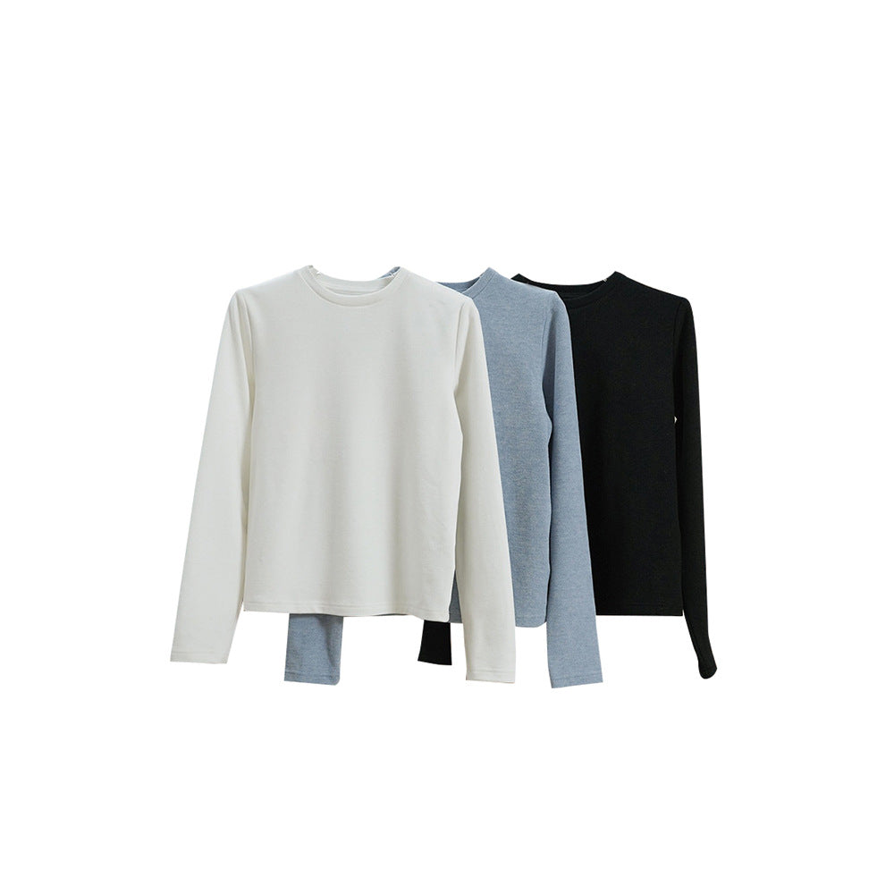 Women's fine round neck sweater made of cotton blend with slightly tailored silhouette Mune Fashion