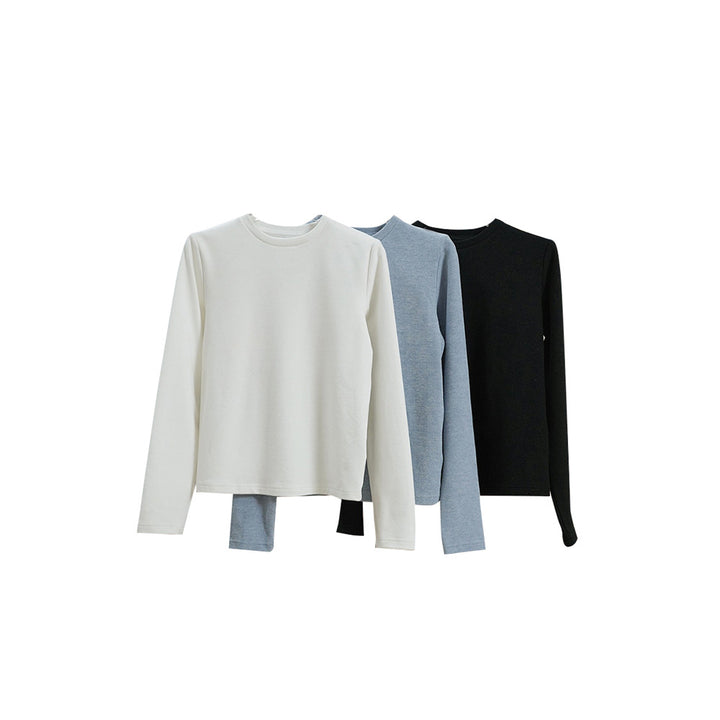 Women's fine round neck sweater made of cotton blend with slightly tailored silhouette Mune Fashion