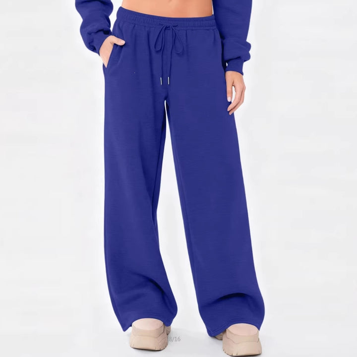 Women's wide lounge pants with high comfort waistband, elastic drawstring and side slant pockets Mune Fashion