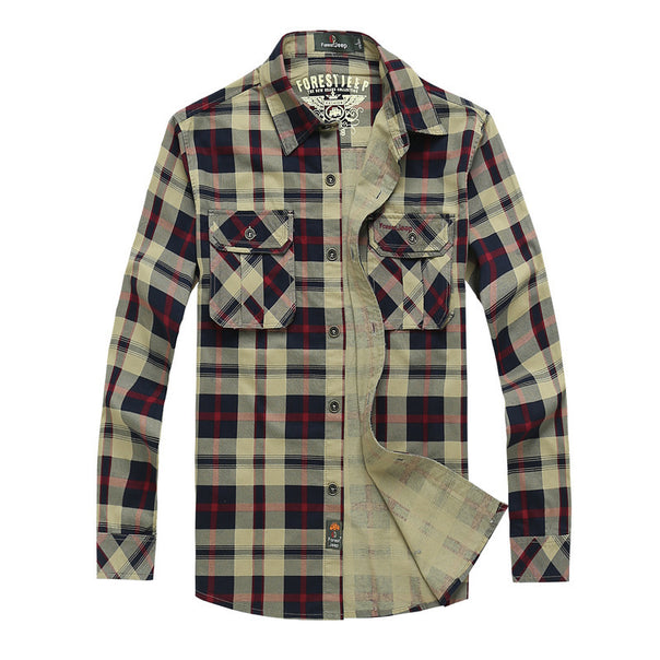 Men's checked overshirt work shirt with flap pockets and full button placket Mune Fashion