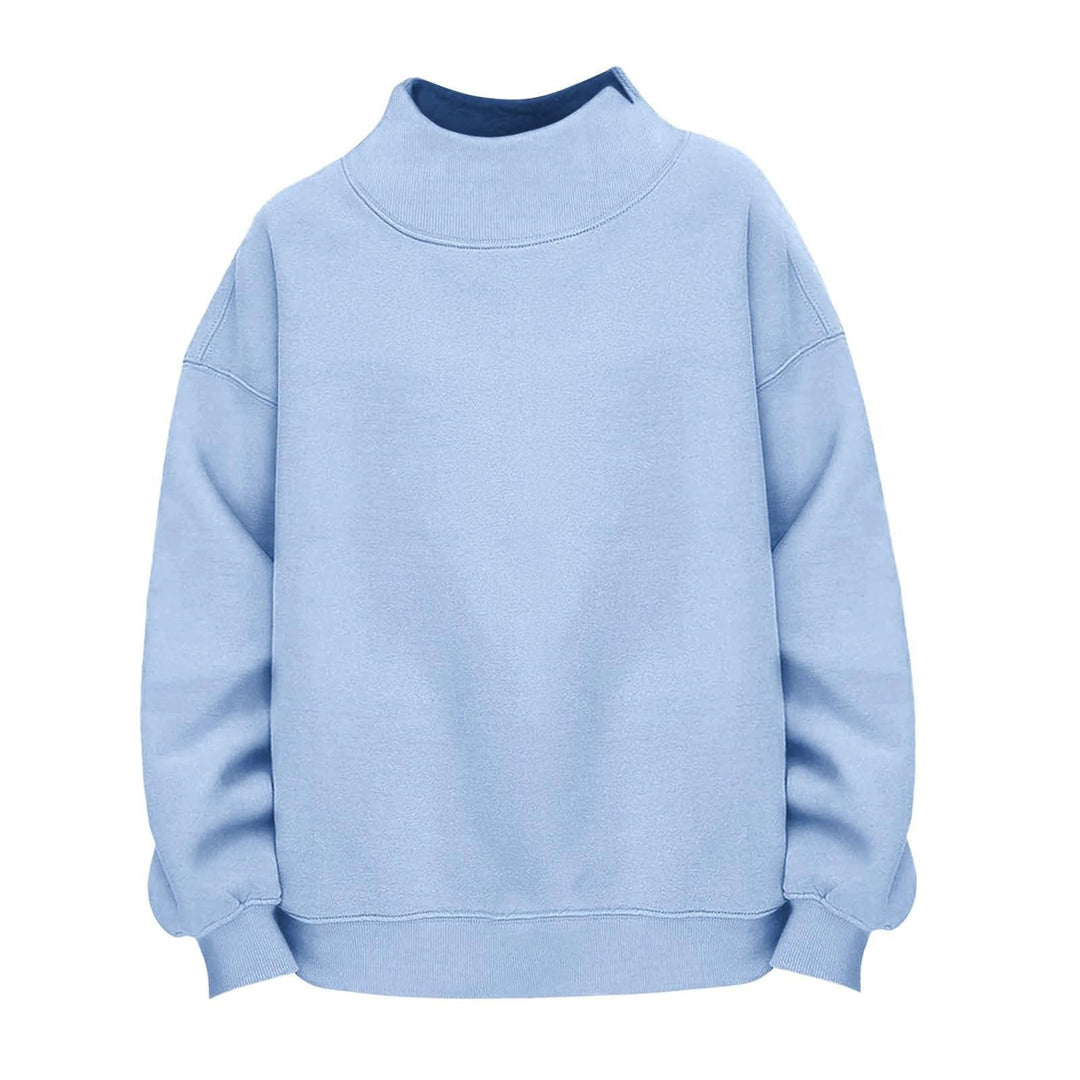 Women Casual Funnel-Neck Sweatshirt in Oversized Cut with Dropped Shoulder Mune Fashion