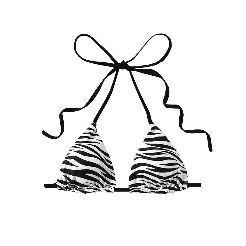 Women's triangle bikini with fashionable zebra pattern and tie detail Mune Fashion
