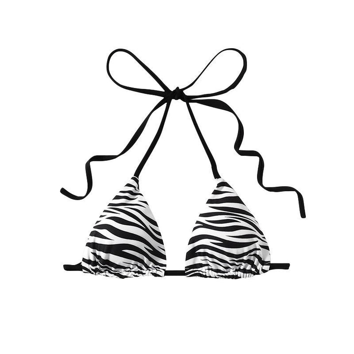 Women's triangle bikini with fashionable zebra pattern and tie detail Mune Fashion