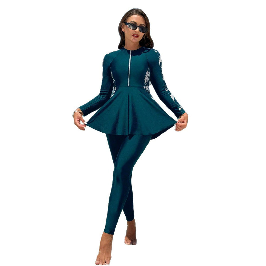 Ladies Sporty UV Protection Swimsuit with Trendy Ruffle Mune Fashion