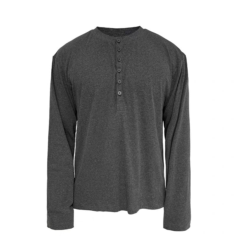 Men's lightweight Henley long sleeve made of fine rib jersey with button placket and regular fit Mune Fashion
