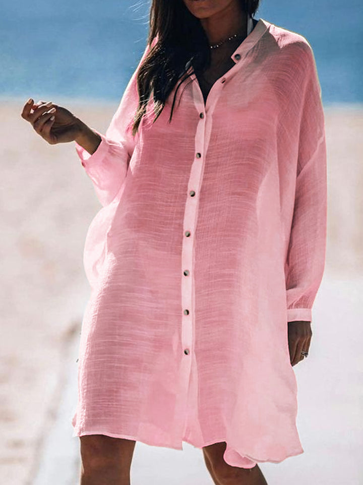 Women's lightweight and airy shirt dress with button details Mune Fashion