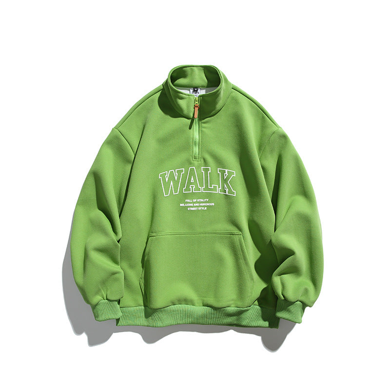 Unisex Oversize-Halfzip-Sweatshirt with Stand-up Collar, Kangaroo Pocket and Logo Print Mune Fashion