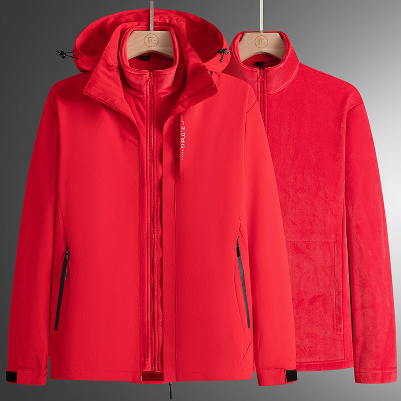 Men's modular softshell parka with removable fleece inner jacket, windproof outer shell and adjustable hood Mune Fashion