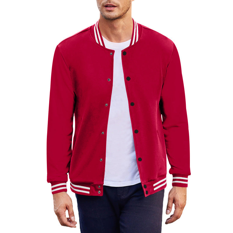 Men's College Bomber Jacket in Varsity Style with Snap Button Placket and Ribbed Cuffs Mune Fashion