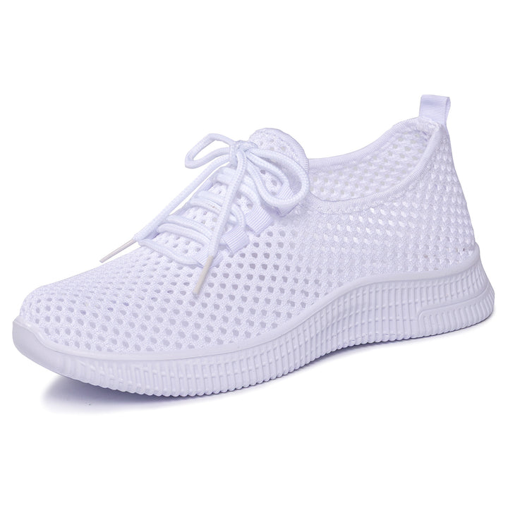 Women's breathable mesh slip-on sneakers with elastic lacing and flexible profile sole Mune Fashion