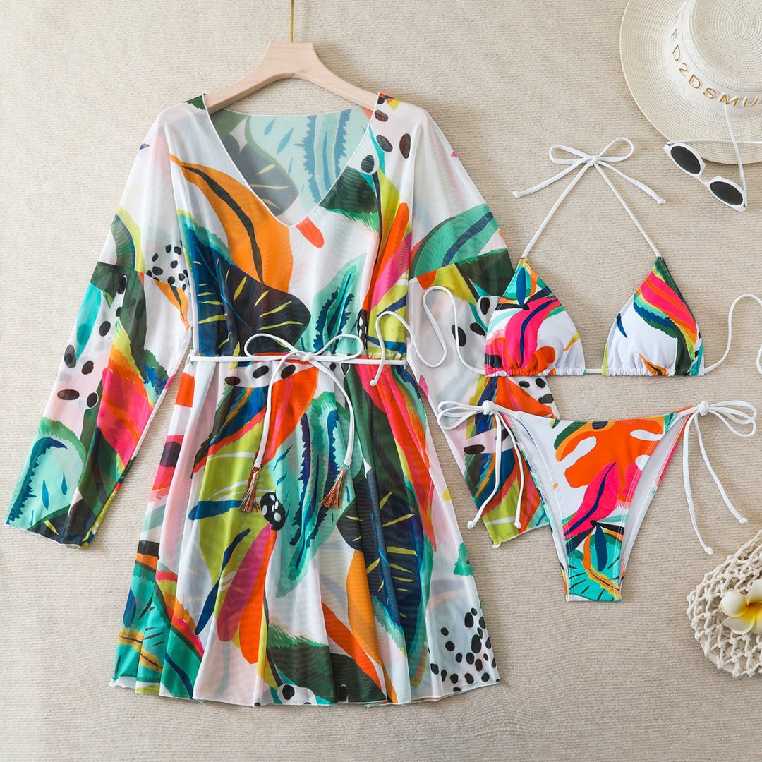 Ladies Bikini Set with Casual Beach Dress Mune Fashion