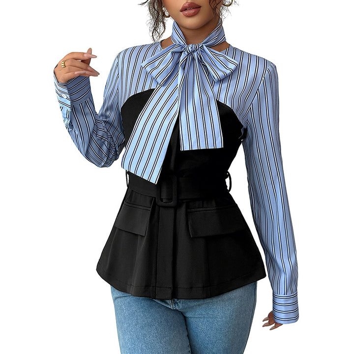 Women Fashionable Blouse with Bow Details Mune Fashion