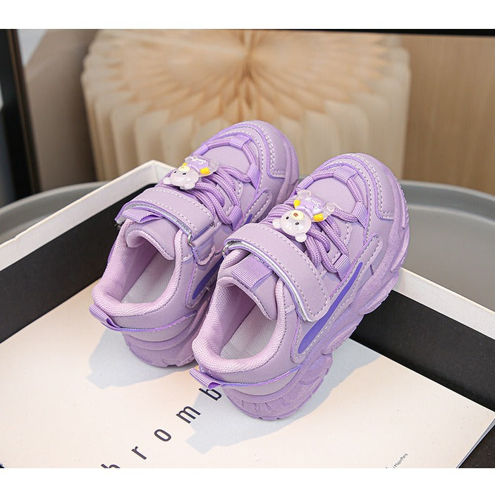 Ladies sporty children's sneakers with cute animal appliqués and high-elastic Velcro closure Mune Fashion