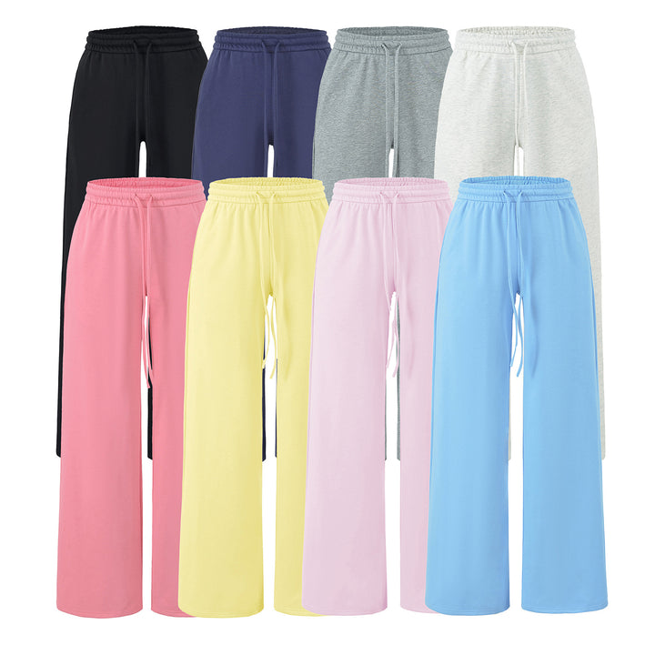 Women's Wide Lounge Pants with High Elastic Waistband and Drawstring Mune Fashion