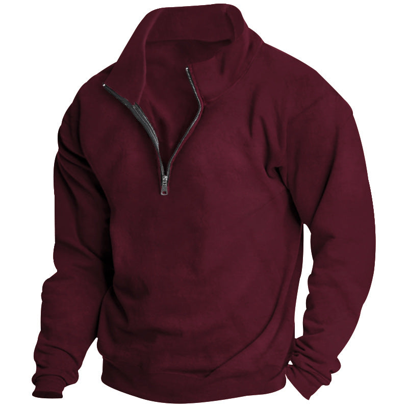 Men's high-collar half-zip sweatshirt with stand-up collar, relaxed oversized fit and ribbed cuffs Mune Fashion