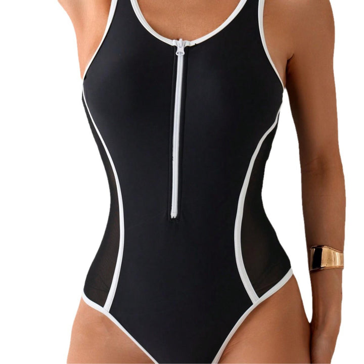 Women's Fashion Swimsuit with Zipper and Mesh Inserts Mune Fashion