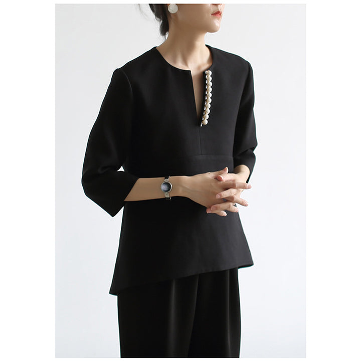 Women's Elegant Blouse with Pearl Details Mune Fashion