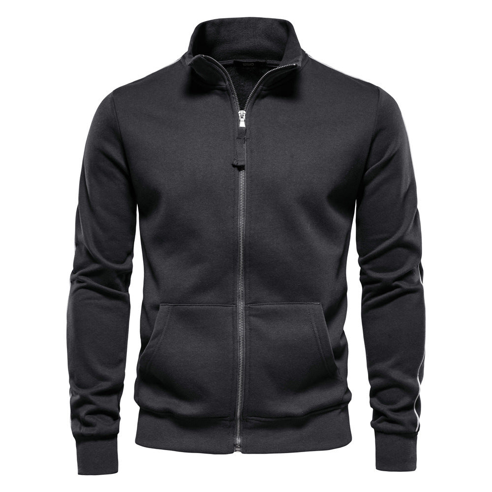 Men's sporty cotton sweatshirt jacket with stand-up collar and kangaroo pockets Mune Fashion