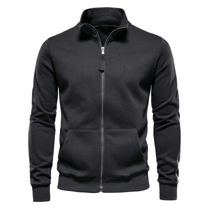 Men's sporty cotton sweatshirt jacket with stand-up collar and kangaroo pockets Mune Fashion