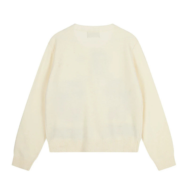 Women's cardigan with cat jacquard, decorative toggle closure and star trim Mune Fashion