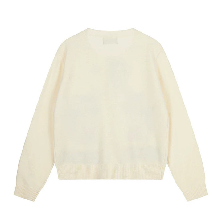 Women's cardigan with cat jacquard, decorative toggle closure and star trim Mune Fashion