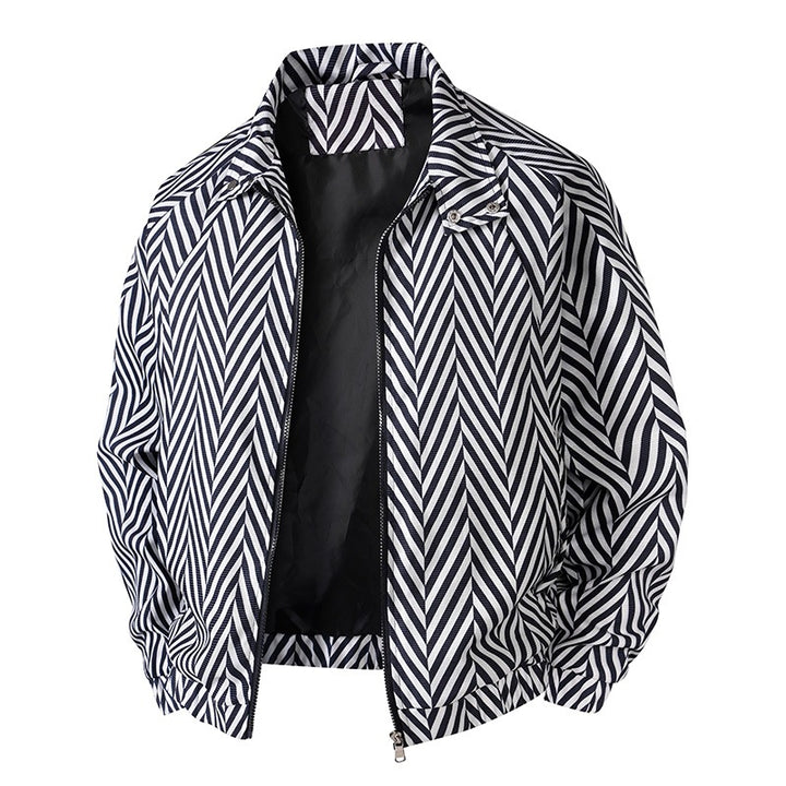 Men's Fashionable Casual Jacket with Striped Pattern Mune Fashion