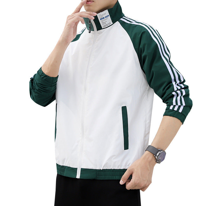 Men's Sporty Windbreaker with High Collar Mune Fashion