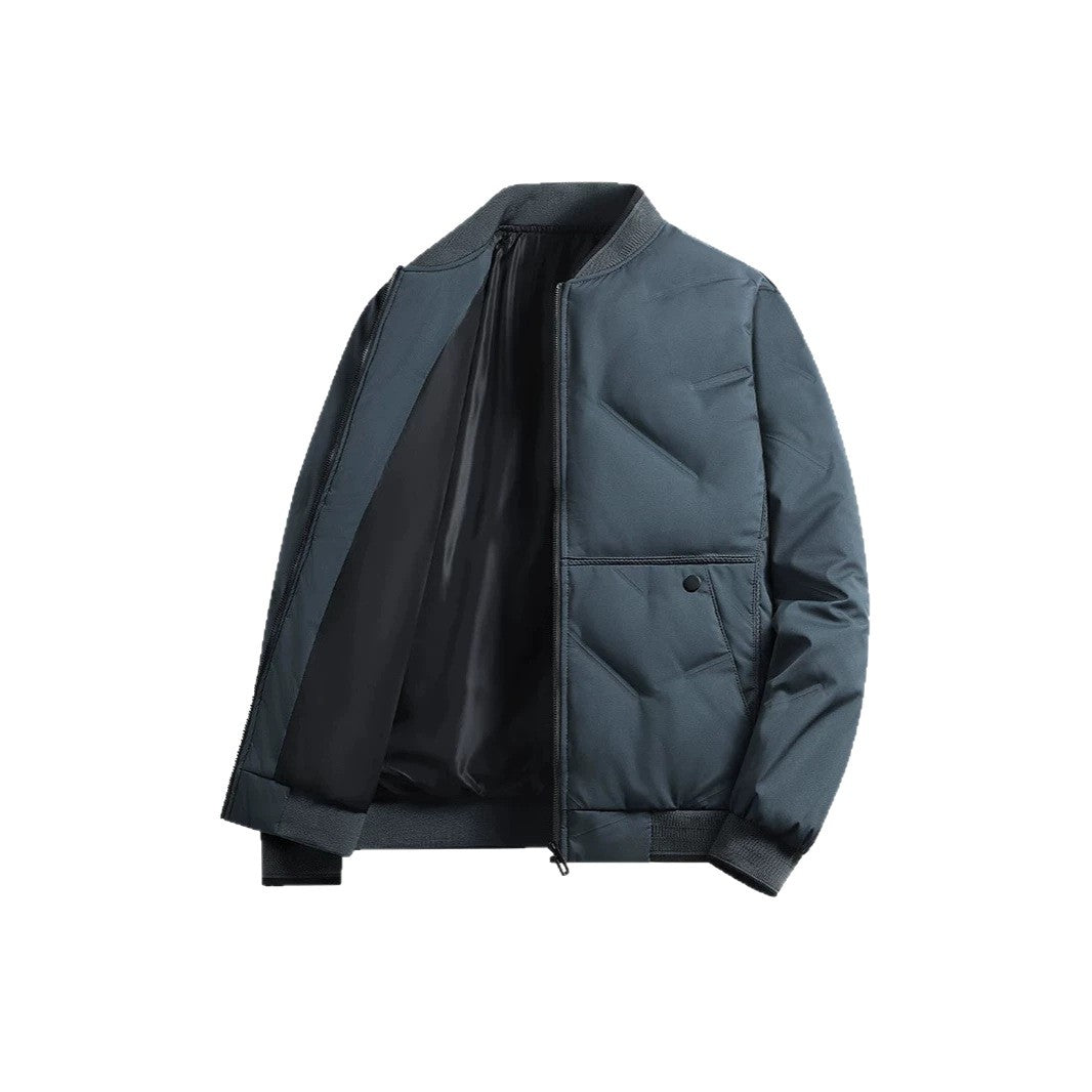 Men's Padded Thermal Bomber Jacket with Stand Collar, Zipper & Insulating Padding Mune Fashion