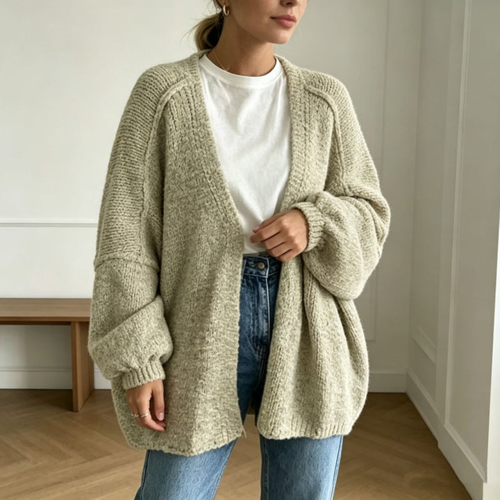 Women's Oversized Chunky Knit Cardigan with Wide Sleeve Mune Fashion